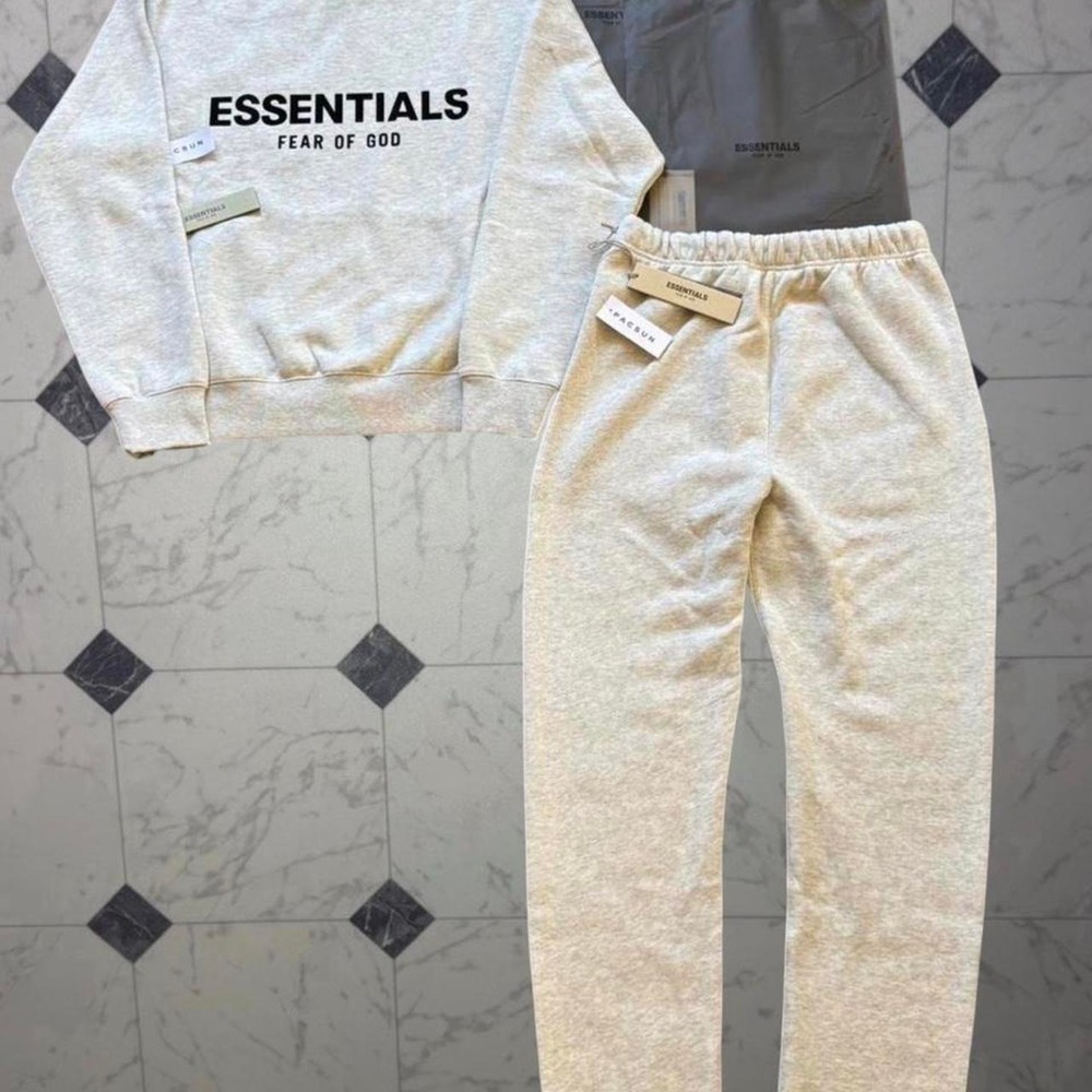 Fear of God Essentials Light Oatmeal/Light Gray L Tracksuit Set NWT - Picture 2 of 3